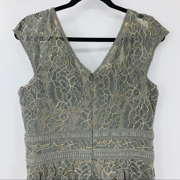 Tadashi Shoji Dress Metallic‎ Lace Sz 10 - Picture 5 of 9